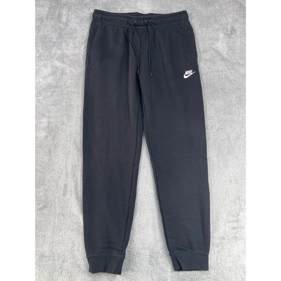 Nike Sportswear Jogger Pants Womens Medium Black Swoosh Fleece Lined Drawstring - Picture 1 of 12